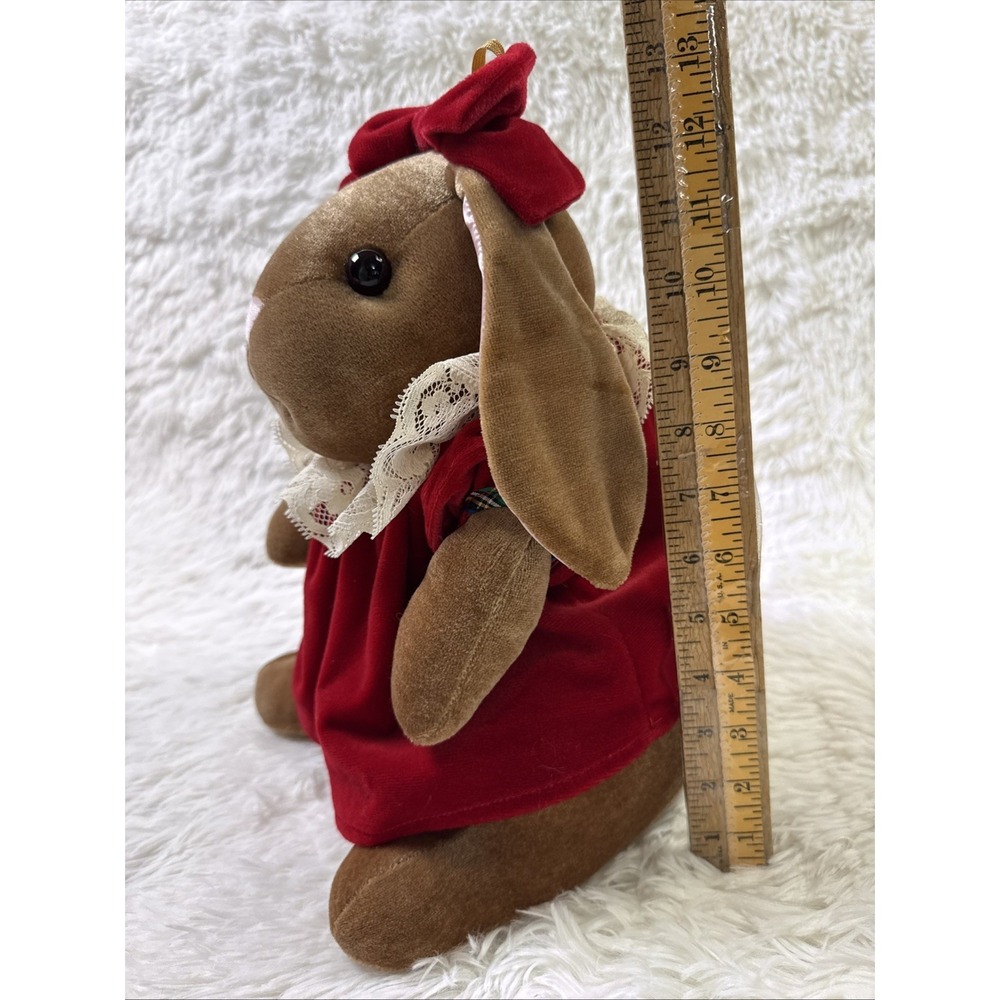 Vintage 1985 Velveteen Rabbit Plush Commonwealth Toys R Us Red Dress - Picture 5 of 8